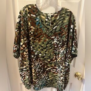 JODIFL Multicolor Camouflage V-Neck Tunic